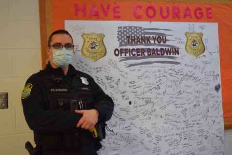 Chagrin Falls Middle School students celebrate Resource Officer and Guidance Counselor