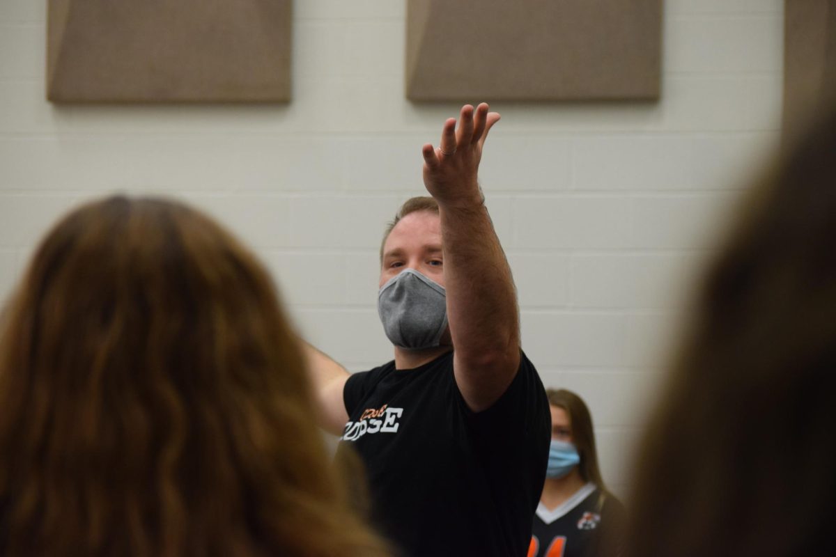 Mr. Bachofsky leading choir practice in Oct. 2021