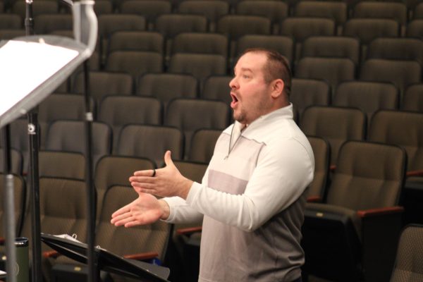 Bachofsky at dress rehearsal for a choir concert on Oct. 30